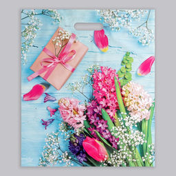 Цена за 50 шт. Пакет «Яркие гиацинты», полиэтиленовый, с вырубной ручкой, 38×45 см, 60 мкм