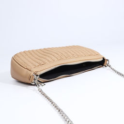Сумка-багет на молнии, длинный ремень, цвет бежевый - Simaland фото 8