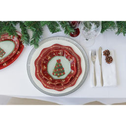 Салатник Доляна «Новогодняя ель», 400 мл, 19×3.7 см, стекло, красный