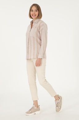 Женская рубашка песочного цвета с длинным рукавом Неожиданная скидка в корзине - U.s. polo assn фото 4