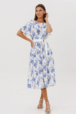 Платье Lars Style 1074/2 молочно-голубой принт