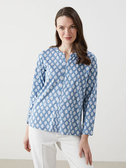 Ka??k Yaka Desenli Kad?n Bluz