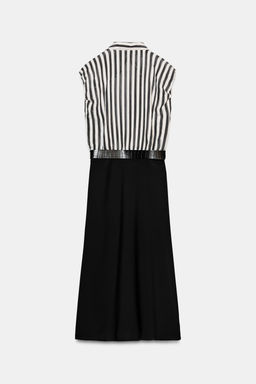 VESTIDO MIDI COMBINADO RAYAS CINTUR?N / Crudo / Negro - Zara фото 10