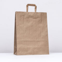 Цена за 25 шт. Пакет бумажный крафт, плоская ручка 35 х 15 х 45 см, 90 гр/м