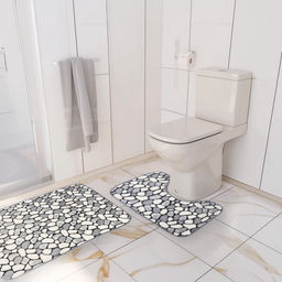 Коврики для ванной и туалета Доляна «Галька», 2 шт., 40×49 см, 50×80 см