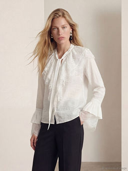 Ba?lamal? Yaka Dantelli F?rf?rl? Bluz