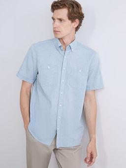 Regular Fit K?sa Kollu Poplin Erkek G?mlek