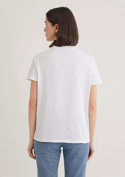 Ucgen Bask?l? Beyaz Istanbul Tisort - Mavi фото 5