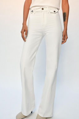 JEANS ZW COLLECTION FLARE TIRO ALTO / Blanco - Zara фото 4