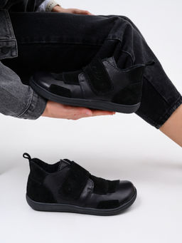 Ботинки женские демисезонные черные 206.NATAbl.Черная кожа+черная замша/Байка