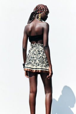 PRINTED SATIN PAPERBAG BERMUDA SHORTS - Zara фото 3