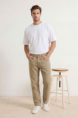 Bej Baggy/Geni_ Kesim Bol Kot Pantolon Jeans TMNAW24JE00027 - Trendyolmilla фото 2
