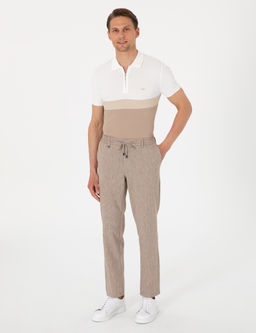A__k Kahverengi Ex. Slim Fit Keten Kar___ml_ Pantolon