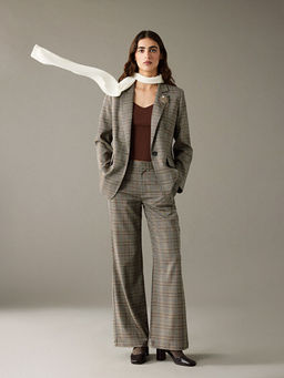 Standart Fit Ekose Kad?n Pantolon