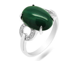 Кольцо из серебра малахит, МЦВ065