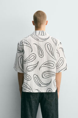 CAMISA JACQUARD ESTAMPADO PAISLEY / Blanco - Zara фото 3