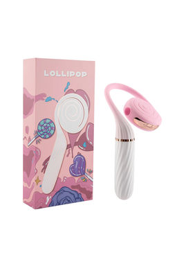 Вибратор с вакуумным стимулятором OTOUCH Lollipop Dual Stimulation, силикон, бело-розовый, 20 см