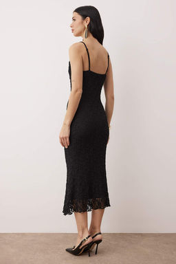 Dantel Orme Midi Astarl? Kokteyl Elbise TPRAW26EL00099Duz Orme Dantel Midi Astarl? Kokteyl Elbise