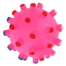 Игрушка для собаки Мяч сороконожка д7см, с пищалкой, ПВХ, фактурная, цвета микс (ярко-розовый, зеленый, желтый), Пэт тойс (Pet toys) (Китай)  фото 3