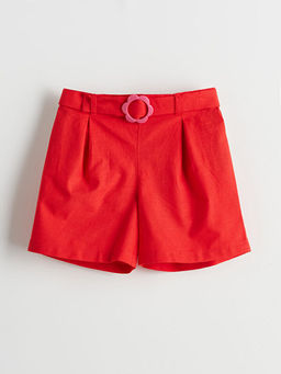 Keten Kar???ml? ?i?ekli K?z ?ocuk ?ort