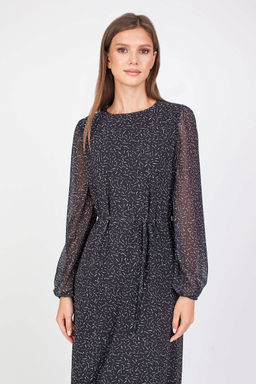 5-3014/783-5065-2 Платье принт белые штрихи на черном фоне - Serginnetti фото 4