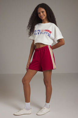 TRENDYOLMILLA Gri Melanj Renk Bloklu Mini Sort & Bermuda TWOSS25SR00063