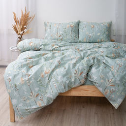 КПБ 2,0 спальный (с простыней на резинке 160х200х25, 2 наволочки 50х70), Ботанический сад ВБ Пододеяльник на молнии 177х217; простыня на резинке 160х200х25, наволочка 50х70 - 2шт. - Традиция фото 13