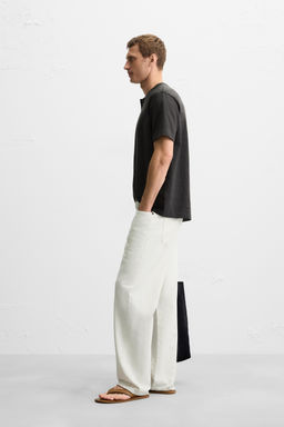 STRIPED BUTTON NECK T-SHIRT - Zara фото 4
