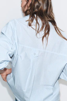 CAMISA OVERSIZE POPEL?N / Azul / Blanco - Zara фото 4
