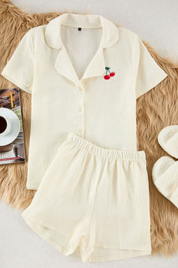 Trendyolmilla Lila %100 Pamuklu Papatya Nak?sl? Muslin Sortlu Dokuma Pijama Tak?m? THMSS25PT00032  фото 6
