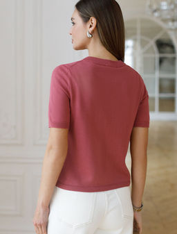 Кардиган c коротким рукавом вязаный из хлопка с акрилом