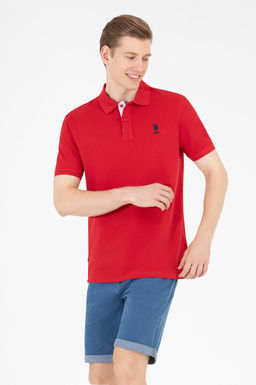 Мужская классическая красная футболка с воротником поло Basic - U.s. polo assn фото 3