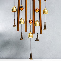 Музыка ветра Сердце с Эйфелевой башней, металл, 4 трубки, 5 колокольчиков, d=17 см, длина 65 см