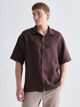 Regular Fit K?sa Kollu %100 Keten Erkek G?mlek