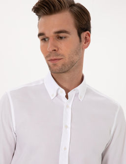 Beyaz Slim Fit Uzun Kollu Basic G_mlek - Cacharel фото 2