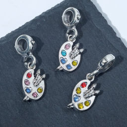 Цена за 3 шт. Подвеска «Палитра художника», цветная в серебре