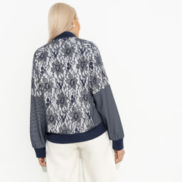 Бомбер комбинированный с кружевом Мой стиль мои правила (синий) - Charutti фото 5