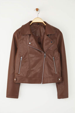 Siyah Fitted Kal?p Suni Deri Biker Ince Ceket Mont TWOAW26MO00083 - Trendyolmilla фото 8