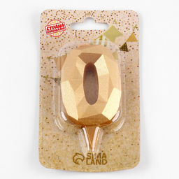 Цена за 3 шт. Свеча в торт «Алмаз» цифра 0 золотая, 6.5 см