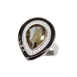 Комплект Султан-26, султанит, покрытие родий, размеры кольца: 17, 18, 19, 20 - Agat77 фото 2