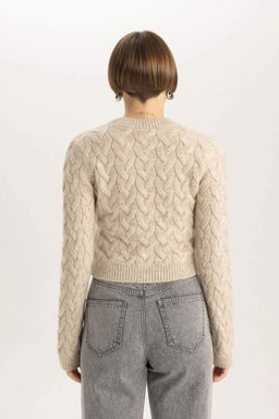 Укороченный свитер с круглым вырезом - Defacto фото 6