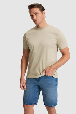 Erkek A__k Haki Regular Fit Bisiklet Yaka Basic Ti__rt