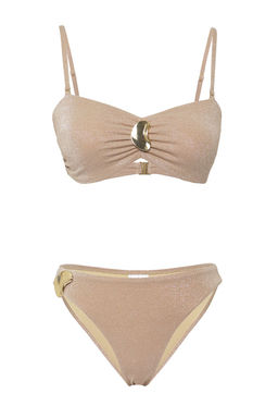 Trendyolmilla Vizon Straplez Aksesuarl? Simli Regular Bikini Tak?m? TBESS25BT00092  фото 5