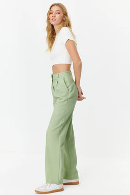 Mint Straight/Duz Kesim Pileli Dokuma Kumas Pantolon TWOSS21PL0155
