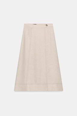 FALDA CRUZADA PESPUNTES CON LINO / Beige claro - Zara фото 2