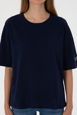 Kad_n Lacivert Oversize Bisiklet Yaka Ti__rt Sepette S_rpriz _ndirim - U.s. polo assn фото 7