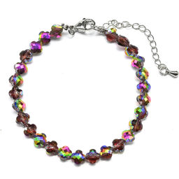 Браслет из циркона клевер 6мм цв.фиолетовый хамелеон, 18см