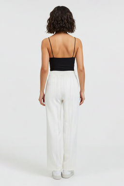 TRENDYOLMILLA Beyaz Arkas? Lastikli Wide Leg/Genis Paca Dusuk Bel Dokuma Pantolon TWOSS25PL00021  фото 6