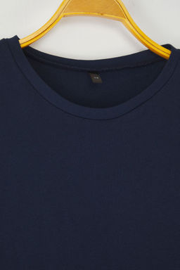 Lacivert-Turuncu 2li Unisex %100 Pamuk Basic K?sa Kol Orme T-Shirt TKDSS25TS00102 - Trendyolmilla фото 3