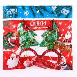 Очки карнавальные новогодние «Ёлочки» МИКС